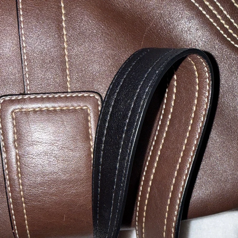 Coach Dark Brown Leather Shoulder Bag with Silver Hardware - Picture 12 of 16
